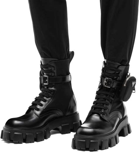 ankle pouch combat boots prada|prada block heel combat boots.